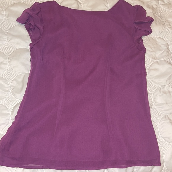 Merona Magenta Chiffon Fully Lined Flounce Sleeve Blouse - Picture 9 of 12
